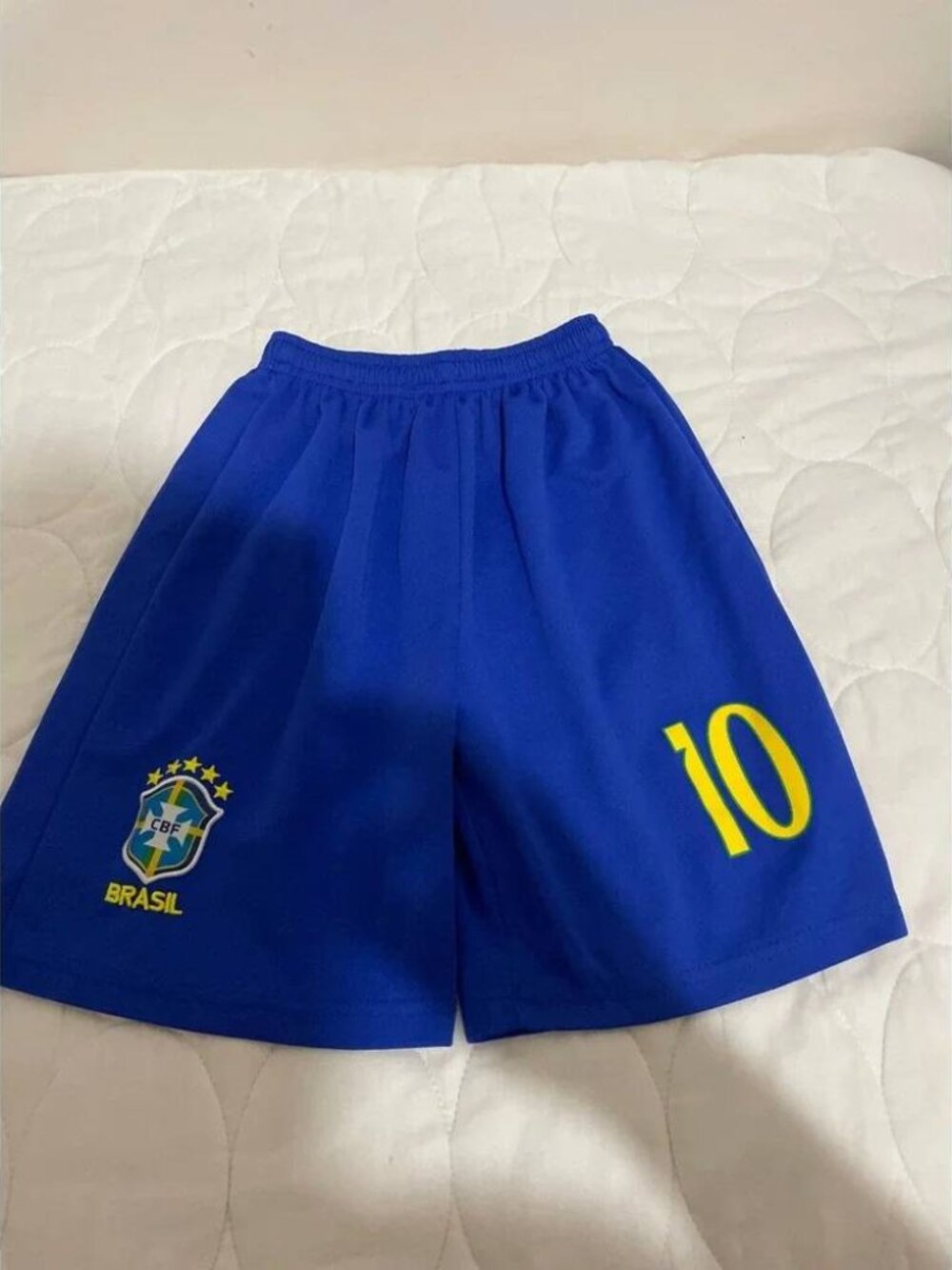 Brazil Soccer Shorts Kids NEYMAR CBF Brasil National Team PELE 10 Size SMALL